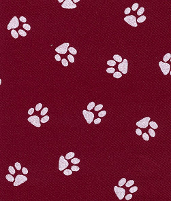 Maroon Paw Print fabric by Fabric Finders. by MyFabricFix on Etsy
