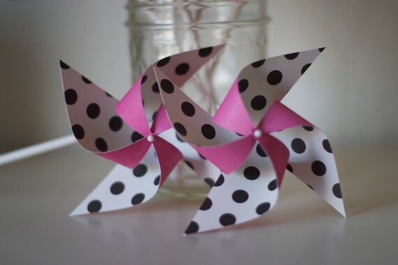 Minnie Mouse party decorations 12 mini pinwheels (custom orders welcomed) Il_570xn