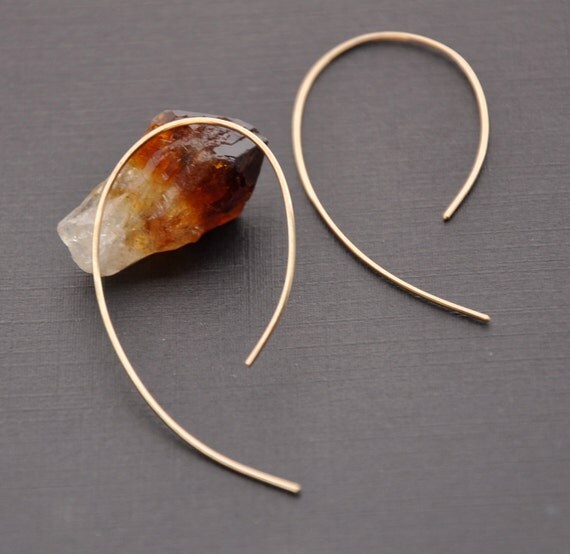 Gold Hoop Earrings Gold Wire Earrings Thin by GueGueCreations