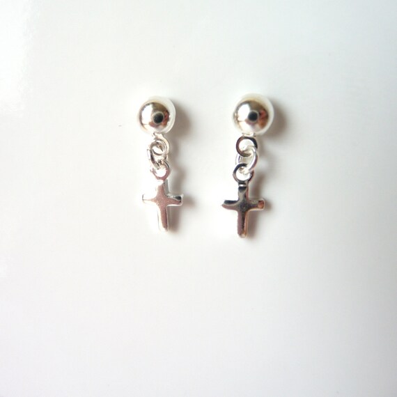 Girls Cross Earrings First Communion Jewelry Dangle
