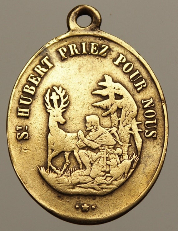 Patron Saint HUBERT Saint of HUNTERS & Saint Roch with his Dog