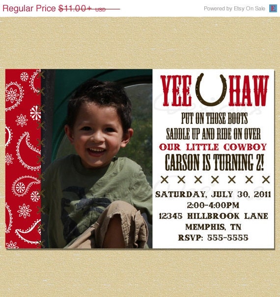 ON SALE Yee-Haw Boy Western Birthday Invitation - Any Age Il_570xn