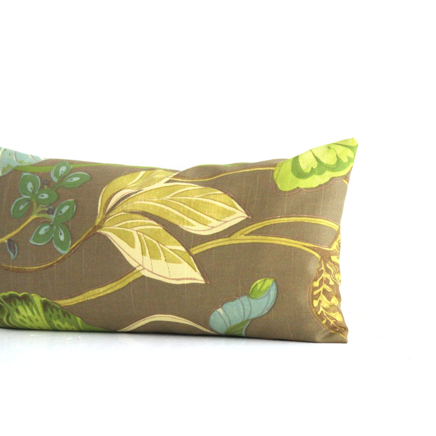 Lumbar Pillow Olive Green Botanical Pillow by couchdwellers