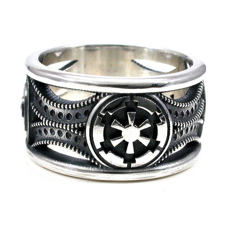 Mens Silver Star Wars Ring Imperial Cog and by SwankMetalsmithing