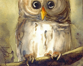 Owl Art Print, Original Bird Art, Large Owl Art