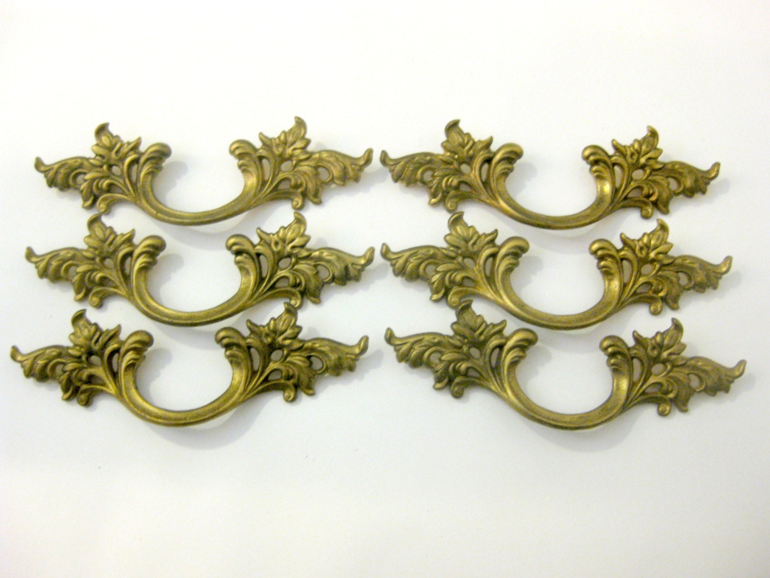 Large French Provincial Drawer Pulls 4.5″ centers Lot of 6 Handles for