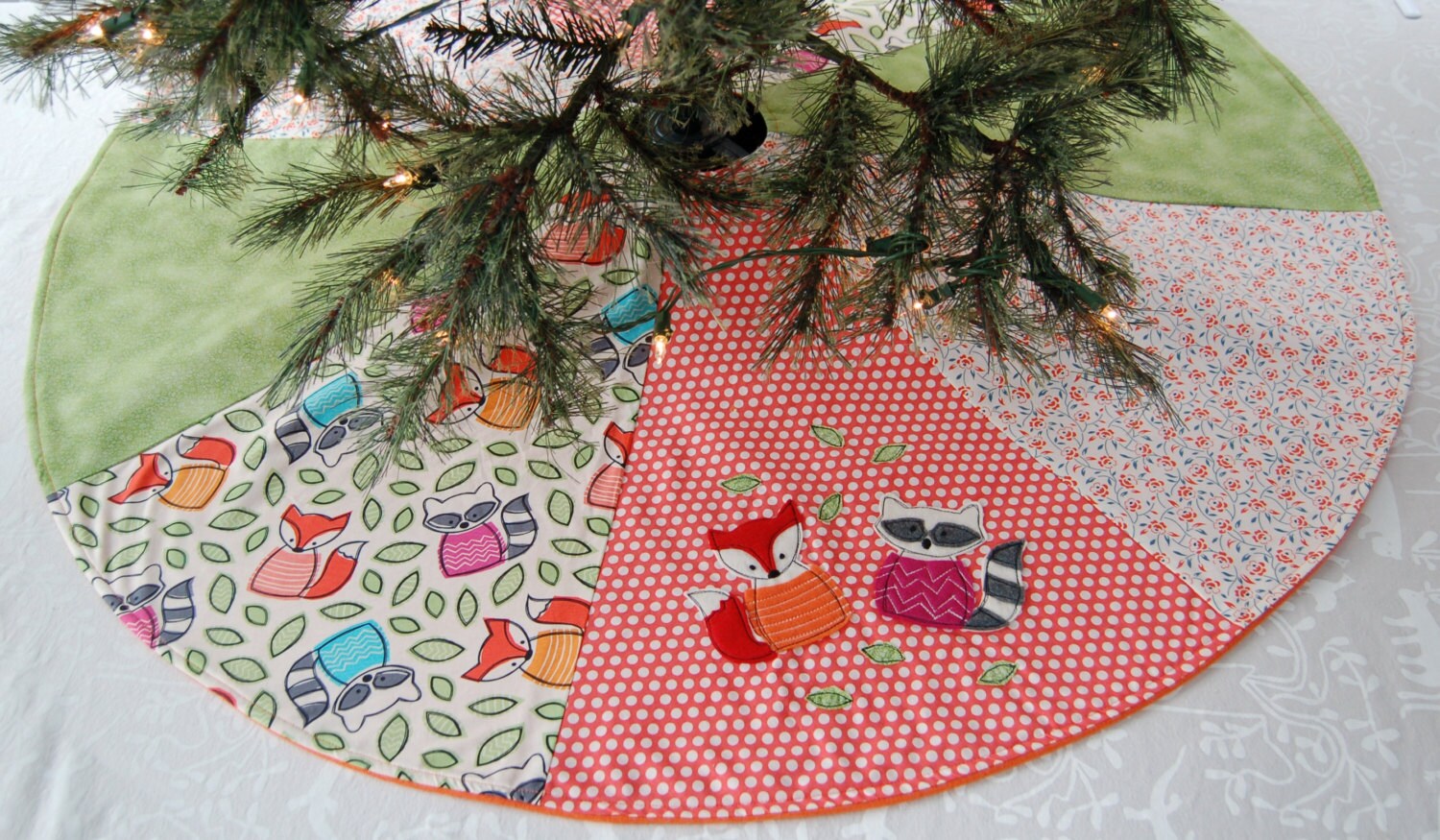 christmas tree skirt woodland creatures orange holiday decor christmas tree skirt woodland creatures orange holiday decor