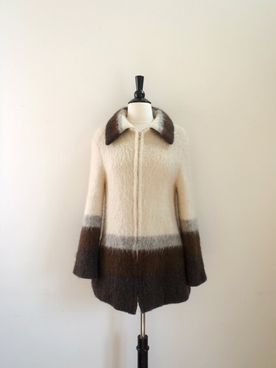 Vintage 70's retro Icelandic wool coat / ombre by OldSchoolSwank