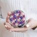 Art Pocket Mirror -- with beautiful handmade flowers -- pink purple compact mirror pocket