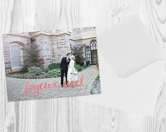 Joyeux Noel /ChistmasCard/ Watercolor Christmas Card/Personalized Christmas Card/Photo Christmas Card