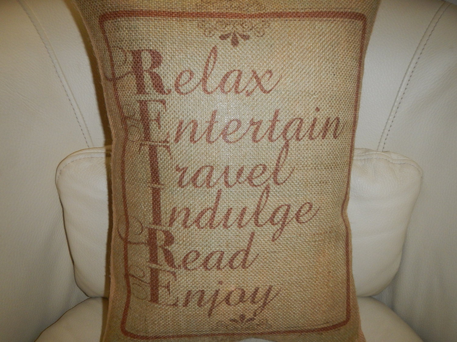 Retire Burlap Pillow Retirement Gift by PolkadotApplePillows