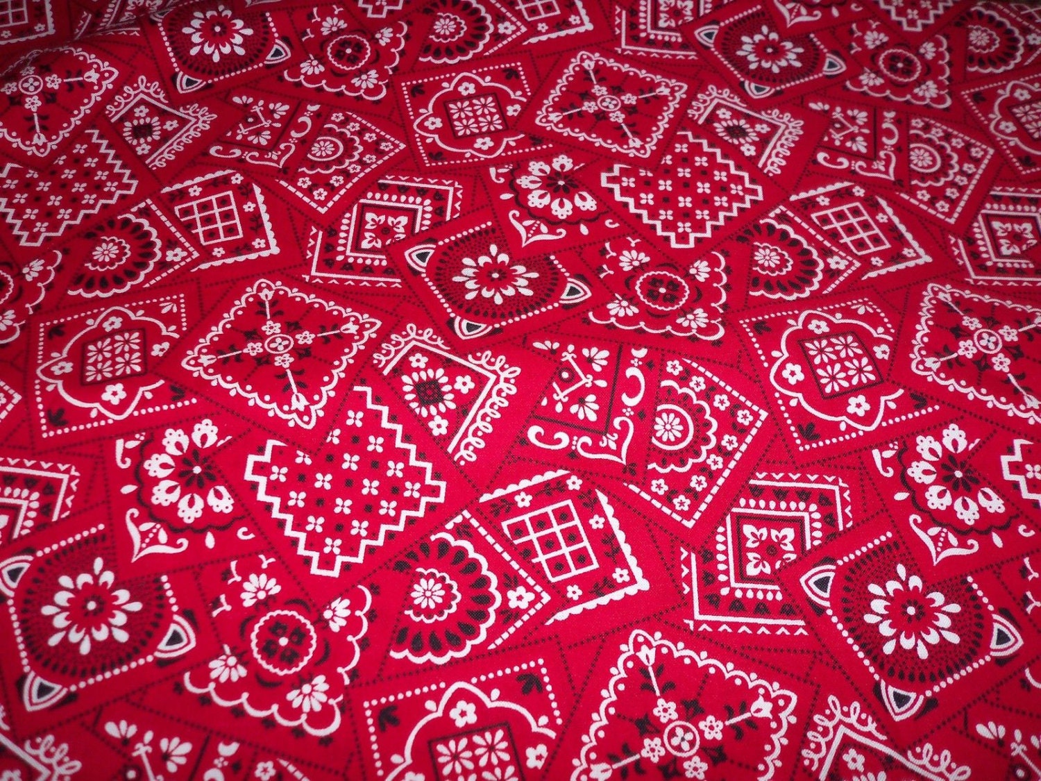 Bandana Fabric Deep Red And White By The Fat Quarter 18