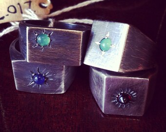Signet Ring Sterling Silver with Stones