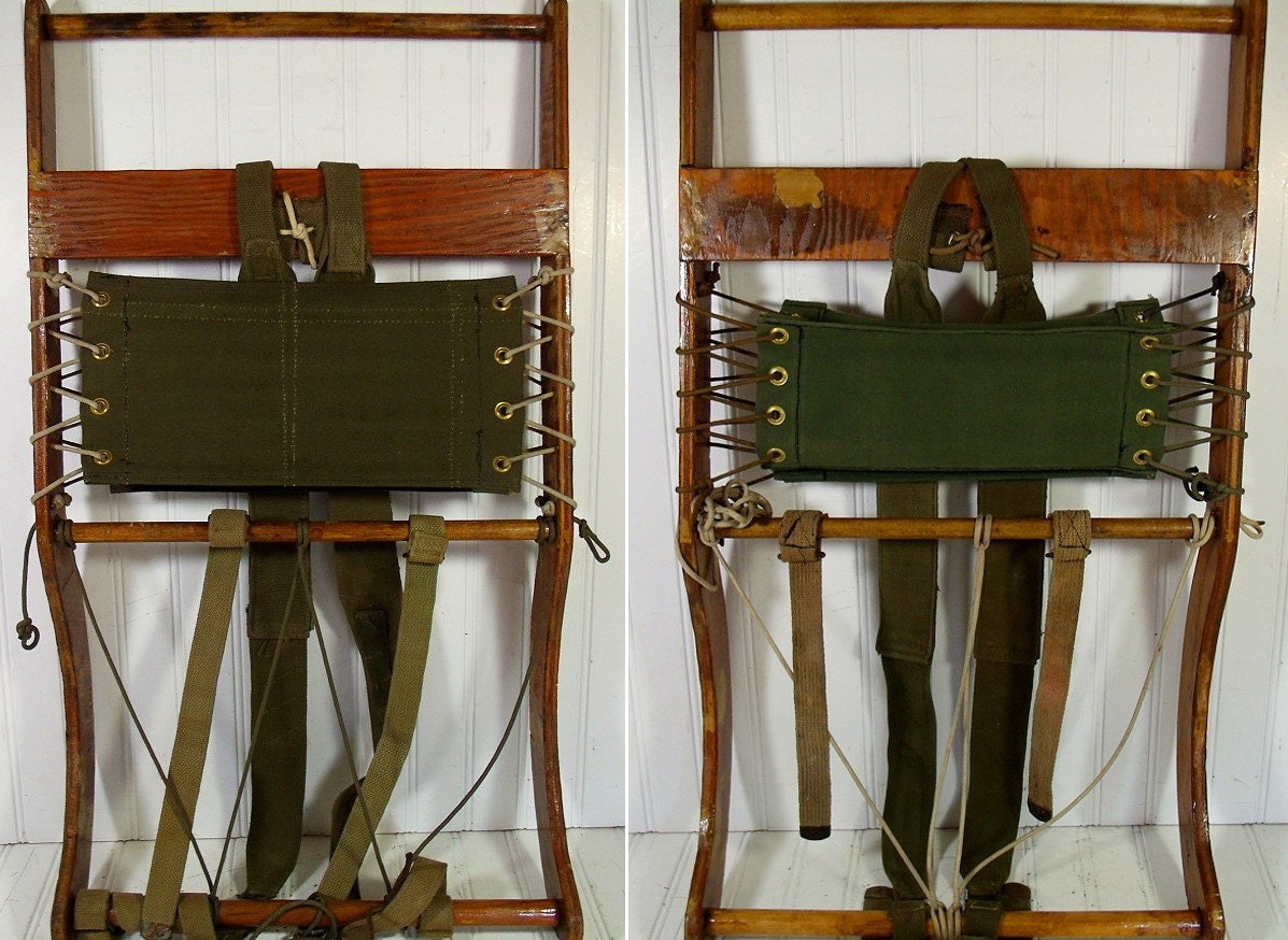 Antique Canvas & Wood Back Pack Frames Vintage by DivineOrders
