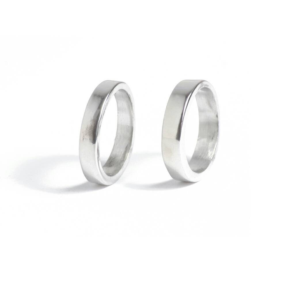 Him and Her Polished Plain Tin Rings 10th by 10thAnniversaryGifts