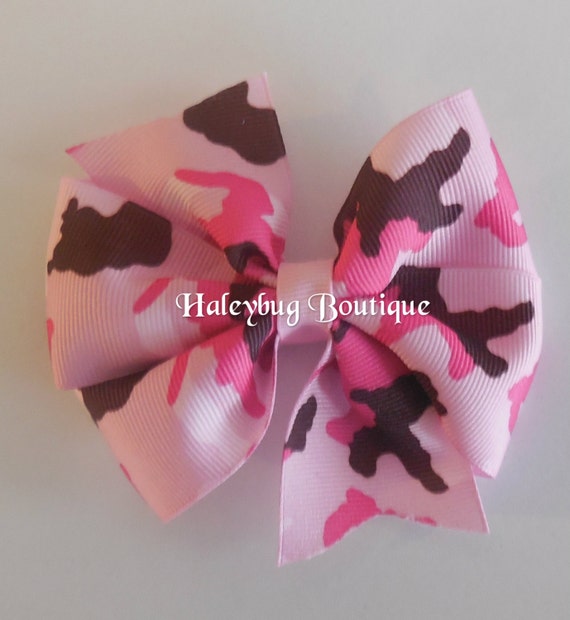 Pink Camouflage Hair Bow, Girls Hair Bow, Toddler Hair Bow