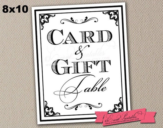 card identity print x-10 and Card Sign 8x10 EventPrintables DIY by Printable Gift Table