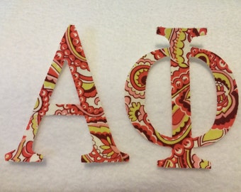 Alpha Phi Sorority Appliqué Letters Custom Iron On Applique Letters Iron On Cursive or Block Lettering- Any Letter or Number Customize with
