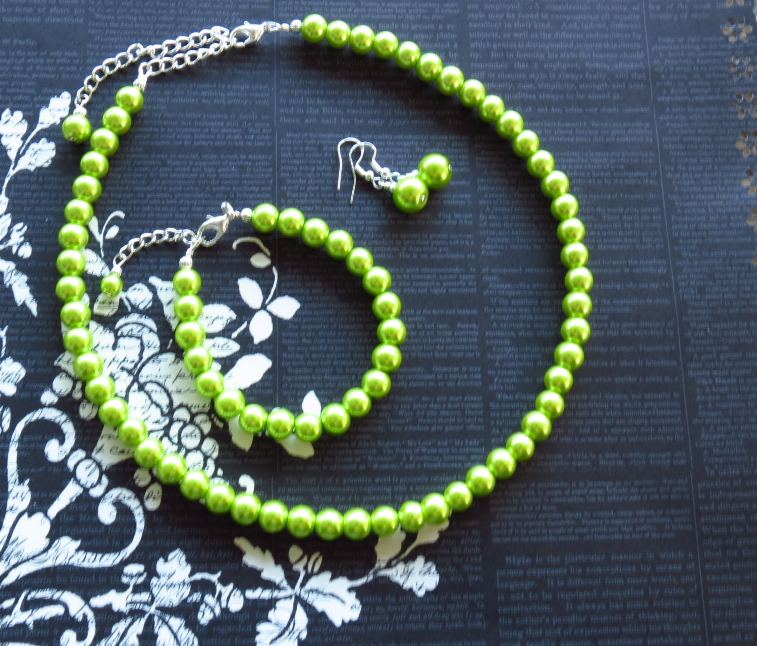 LIME GREEN Bridesmaid Jewelry Lime Green by WildflowersAndGrace