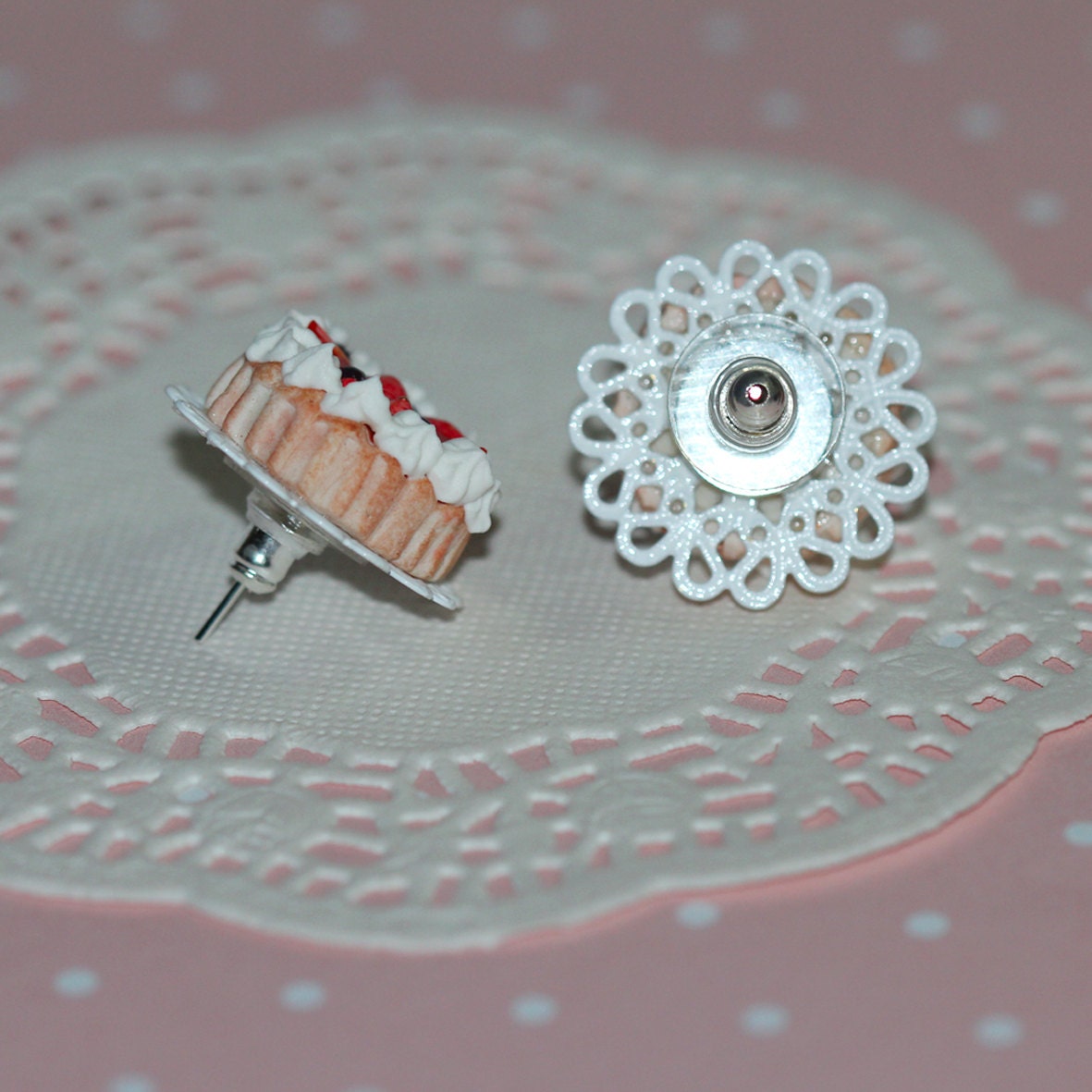 Strawberry Pie Earrings Pastry Earrings food Earrings