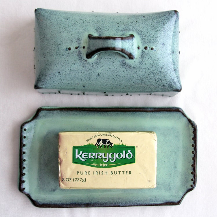 Butter Dish European Size with Lid and Handle by BackBayPottery