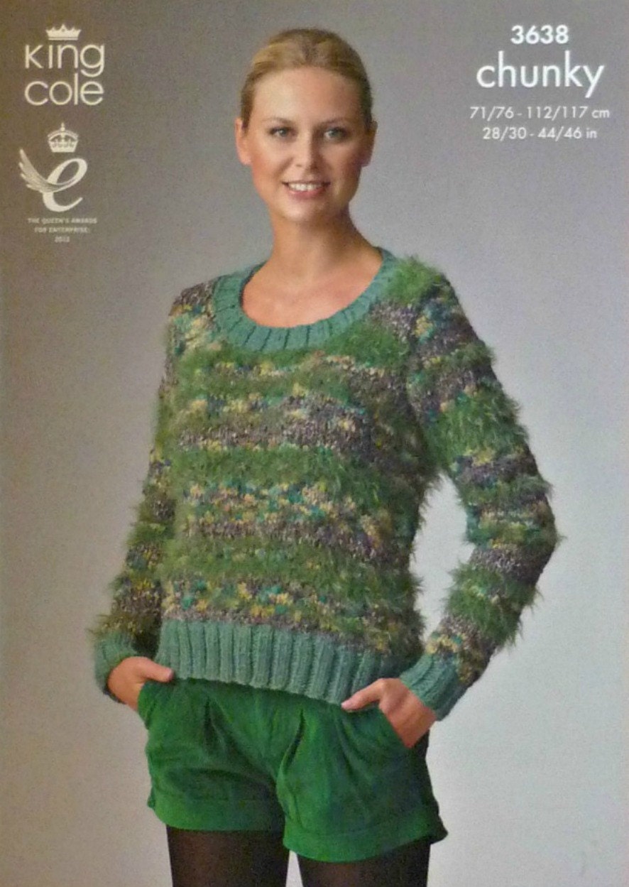 Womens Knitting Pattern K3638 Ladies Long Sleeve Scoop Neck Jumper Knitting P...