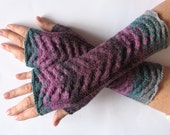 Fingerless Gloves Mittens wrist warmers Violet Purple Blue Burgundy Green Gray Dove, knit
