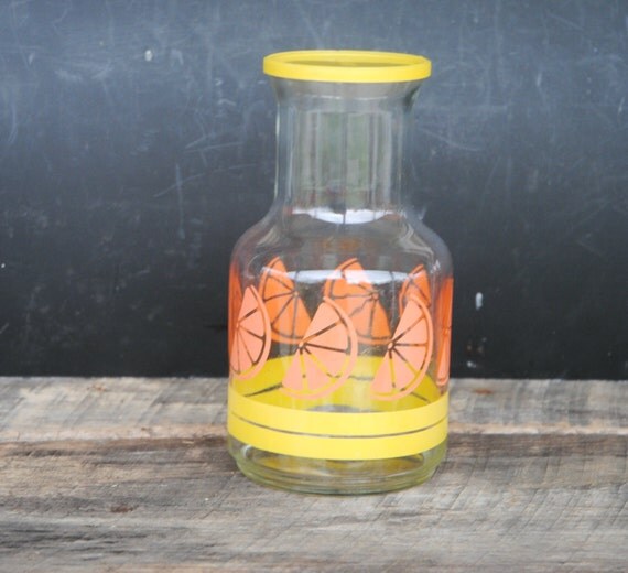 Vintage Libbey Orange Juice Glass Decanter With Lid