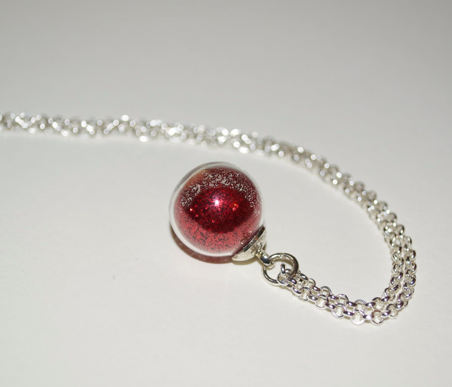 Glitter Ball Necklace Orb Pendant Glass Globe by flonightingales