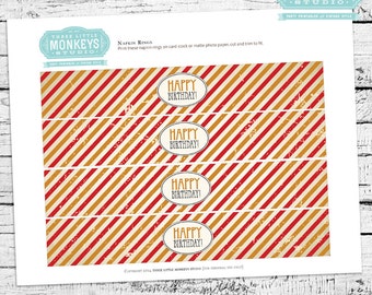 Vintage Firefighter Napkin Rings - INSTANT DOWNLOAD