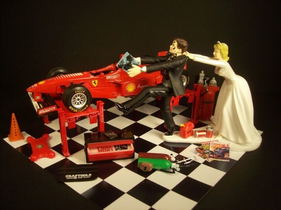 toppers 1 formula wedding cake Mechanic Ferrari F1 Formula Car Red 1 w/ Race AUTO Back Come