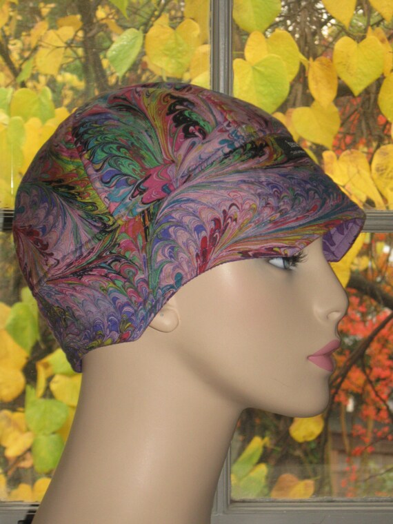 Chemo Hats for Cancer Hair Loss MutilColored Peacock MEDIUM