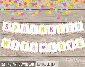 Baby Sprinkle Banner - Baby Shower - INSTANT DOWNLOAD - Printable PDF with Editable Text (BB01)