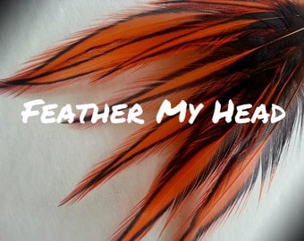 10 Orange Laced Feathers 3" to 5" Long (8cm -13cm), Craft Supplies, Plumes, Rooster Feather