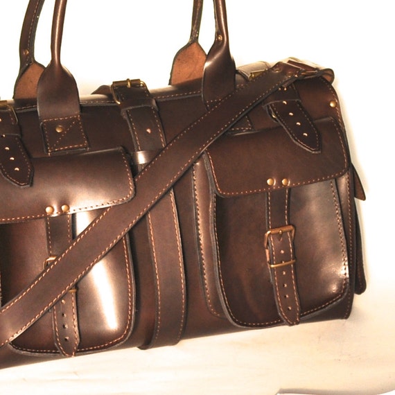 Small leather duffle bag / Travel bag / Weekender / Sac voyage