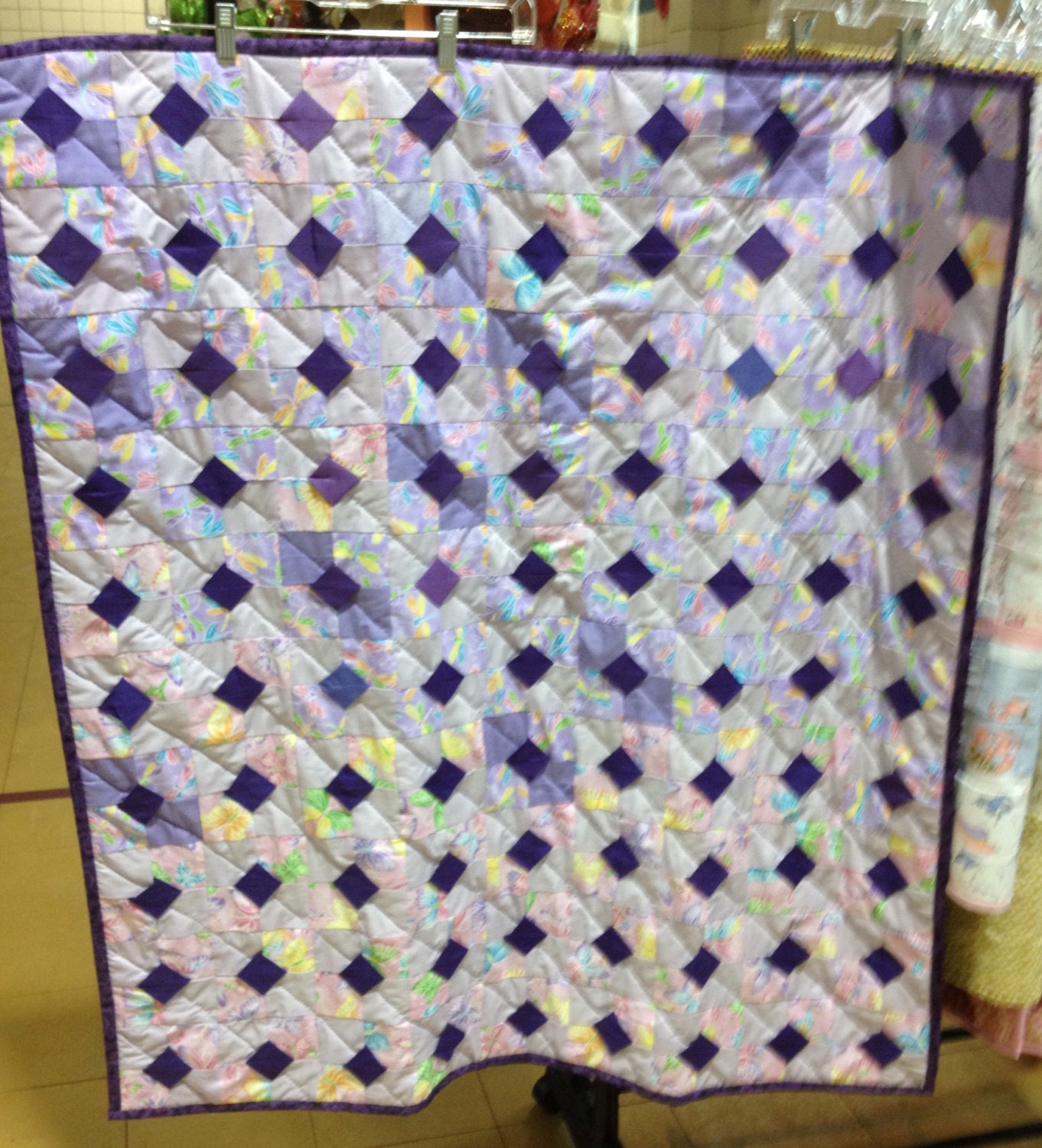 Purple Bow-Tie Pattern Quilt by smalltimeembroidery on Etsy
