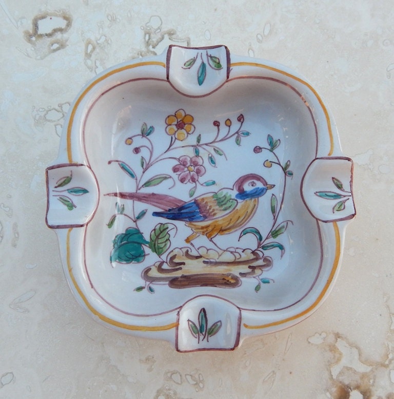 Hand Painted Ashtray from Portugal Quteiro Agueda