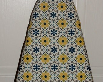 Ironing Board Cover Diamond Flower Blue Saffron Yellow Grey and Off White