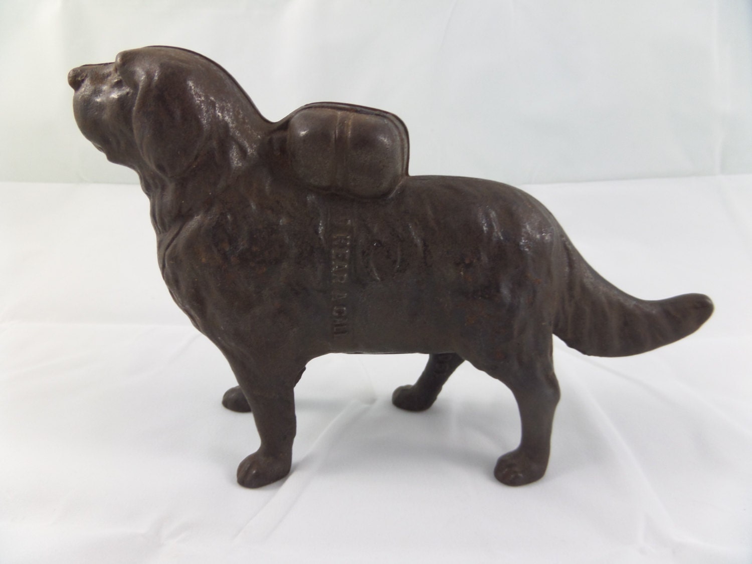 Antique Mechanical Bank Cast Iron Dog I Hear A