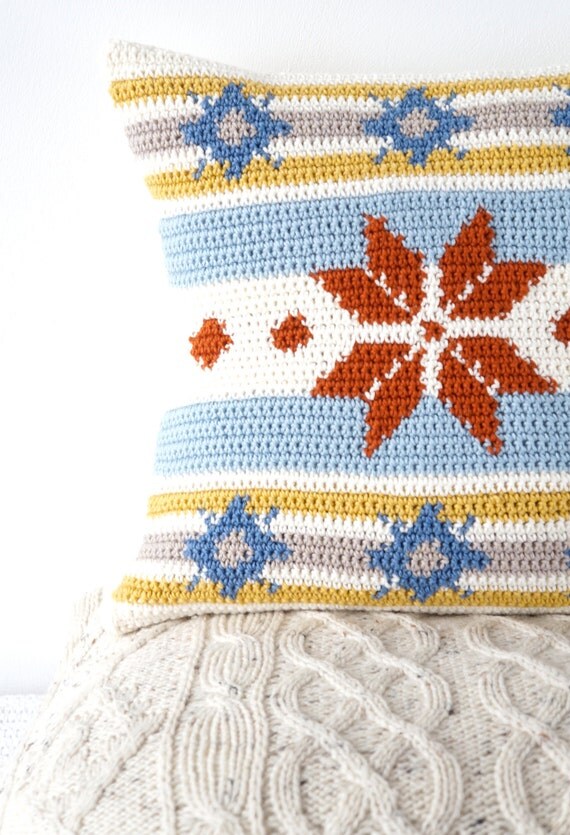 fair isle cushion crochet pattern fairisle pillow pattern winter nordic cushi...