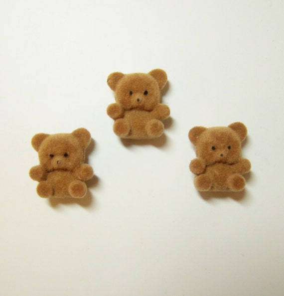 miniature brown flocked teddy bears