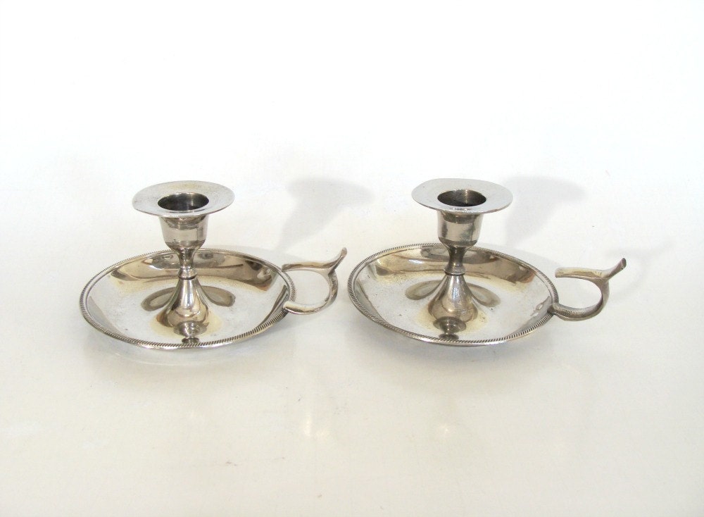 Finger Ring Brass Candle Holders Set of Two Retro Candlestick