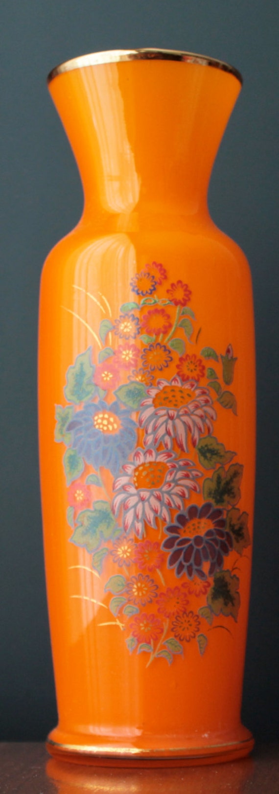 Mid Century Modern Vase Orange Vase Vintage by NotMadeInChinaFinds