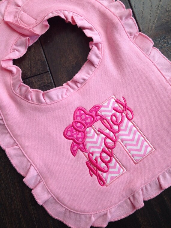 Items similar to Bow Initial Personalized Ruffle Bib Baby Infant on Etsy