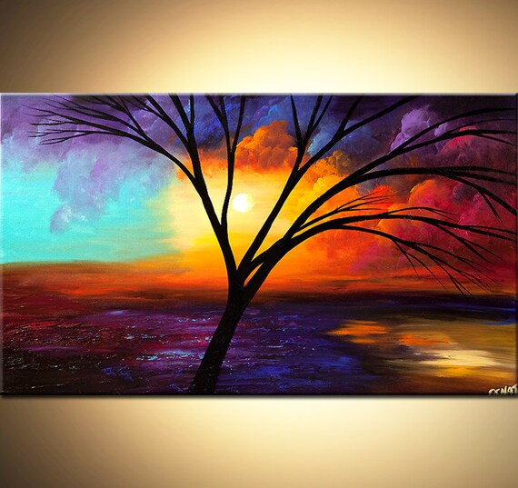 Colorful Landscape Abstract Painting Acrylic Tree Painting