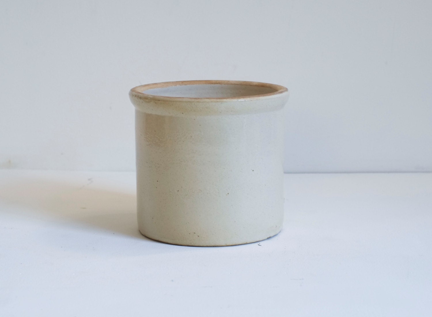 Antique Ceramic Pottery Small Cream Gallon Crock Made in