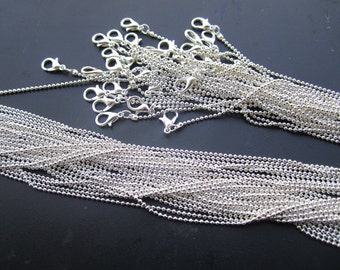 10pcs 24inch bright silver ball chain necklace ball chain with lobster clasp c007