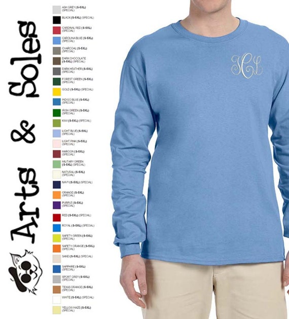 Monogrammed Personalized Long Sleeve Uni Sex T Shirt By Arts