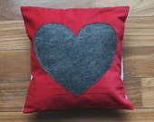 red corduroy pillow cover // heart pillow // 12X12 pillow // heart decor // heart accent pillow //corduroy throw pillow //red and grey decor