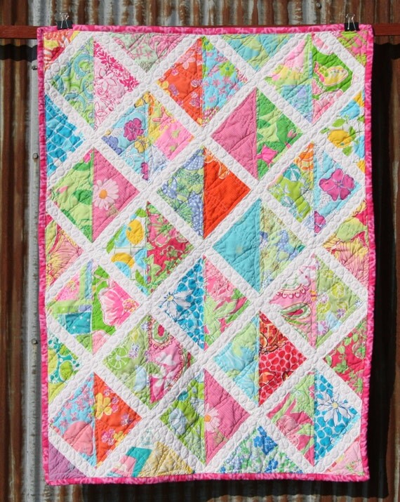 Lilly Pulitzer Baby/ Toddler Quilt Featuring Authentic Lilly